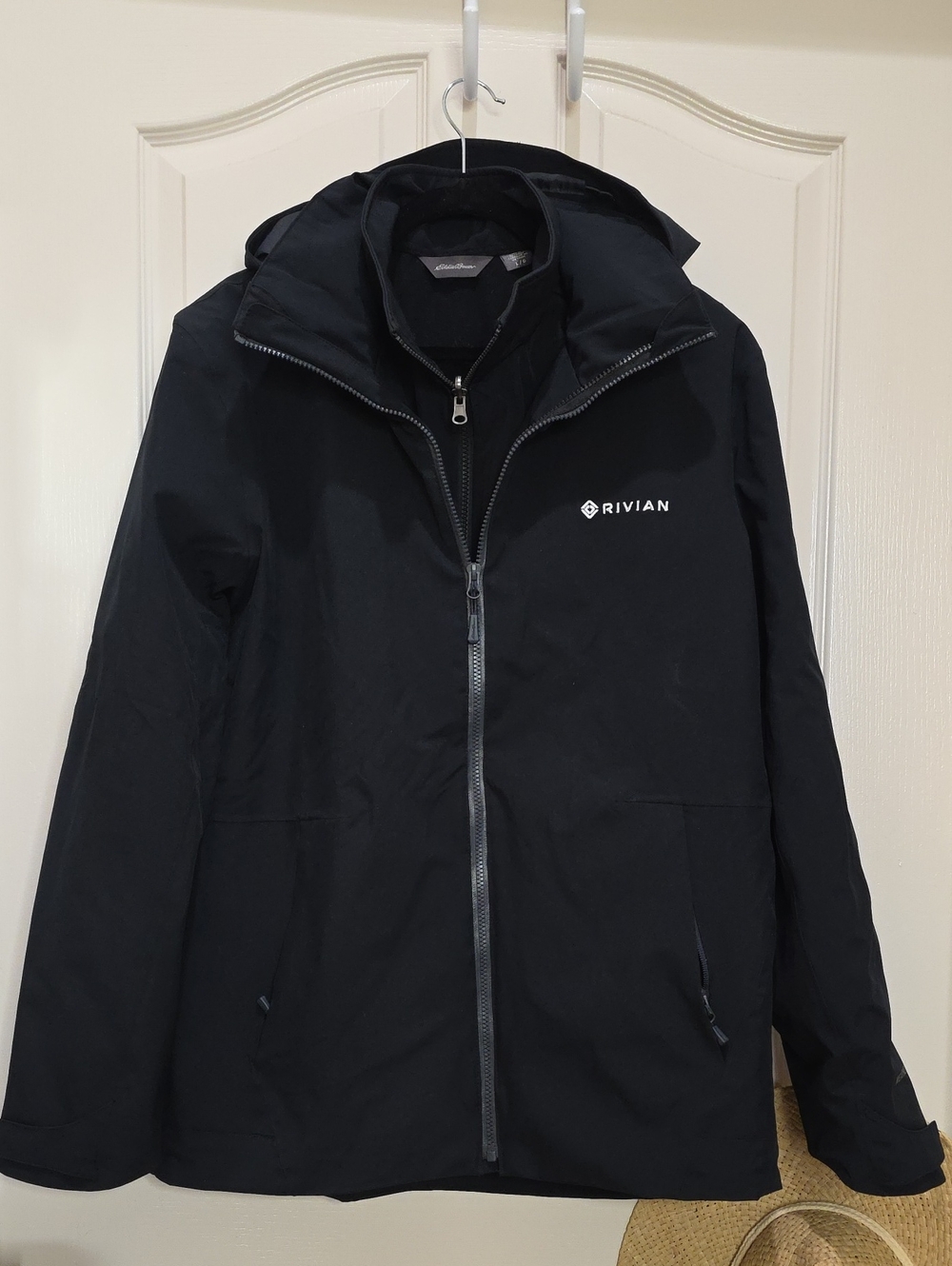 Eddie Bauer Black 3-in-1 All Weather Jacket with Rivian Logo Mens Large